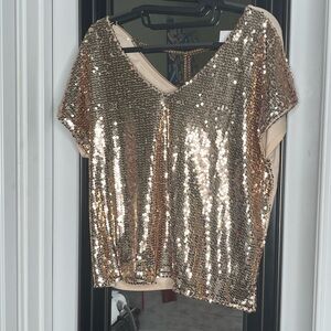 Glamorous Sequin Short Sleeve Top
